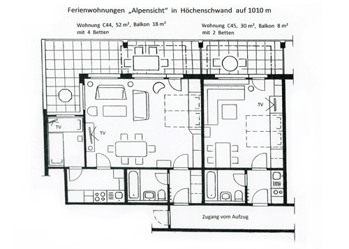 Grundriss Ferienwohnungen Höchenschand